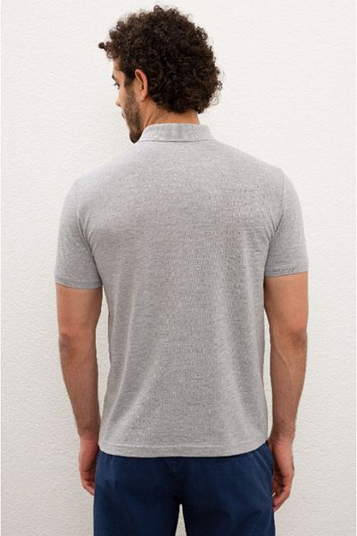 U.S. Polo Assn. Ανδρικό μπλουζάκι γκρι πόλο με λαιμόκοψη