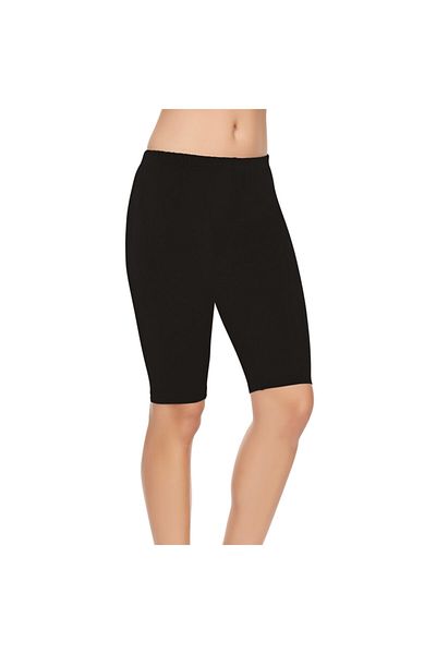 Tutku Elit Colanți scurti din lycra din elastan modal negru pentru femei, pachet de 12