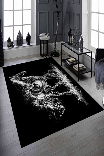 Resmiro Siyah At Çizimi Dijital Baskılı Halı