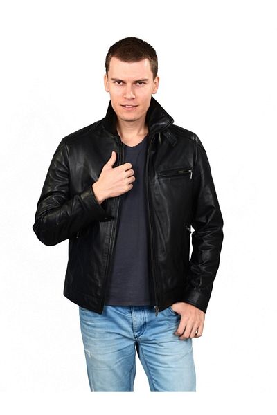 Hodore Men's Black Garnock Leather Jacket