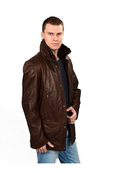 Hodore Men's Brown Anora Leather Coat