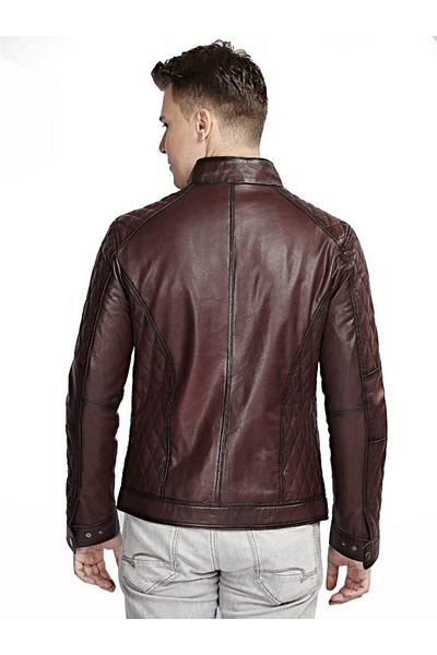 Hodore Men's Burgundy Leather Coat