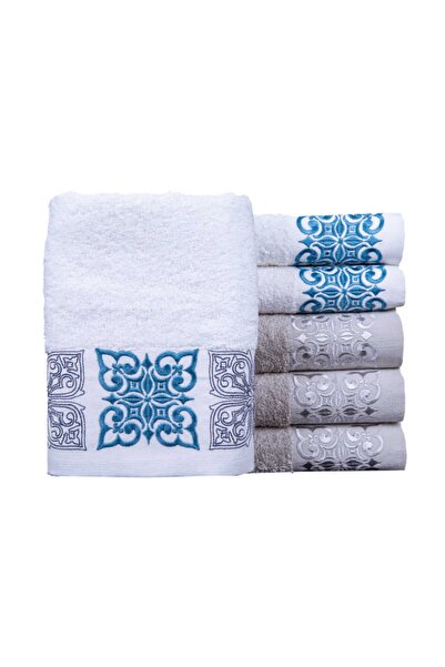 Minteks Комплект от 6 бели сиви кърпи, 30x50 cm