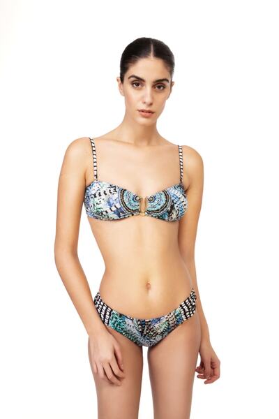 Bonesta Boncuk Işlemeli Straplez Bikini Takımı