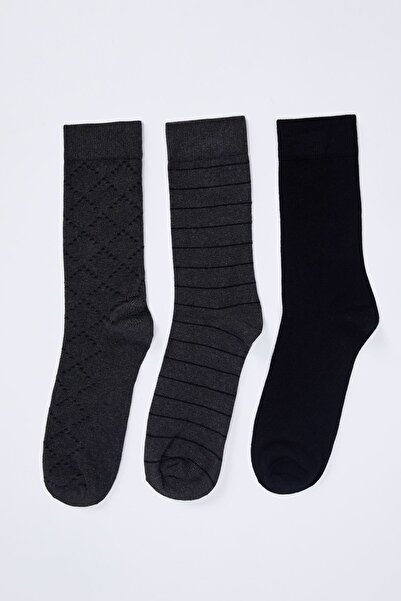 DeFacto Men's Cotton 3-Piece Long Socks