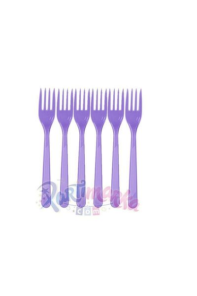 PARTİSERÜVENİ Lilac Plastic Fork Color Pk 25 Pieces