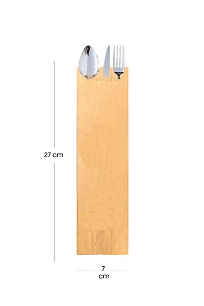 Soft Kağıt Çatal Kaşık Kılıfı Kraft Baskısız 7 X 27 X 4,5 Cm 1 Kg 295 Adet