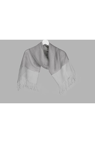 ARMANDA شال تول حريري بطبقة مزدوجة - رمادي