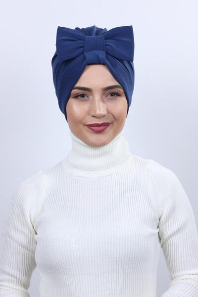 Nowa Scarf Deniz De Ve Kullanılan Fiyonklu Çift Taraflı Bone Indigo