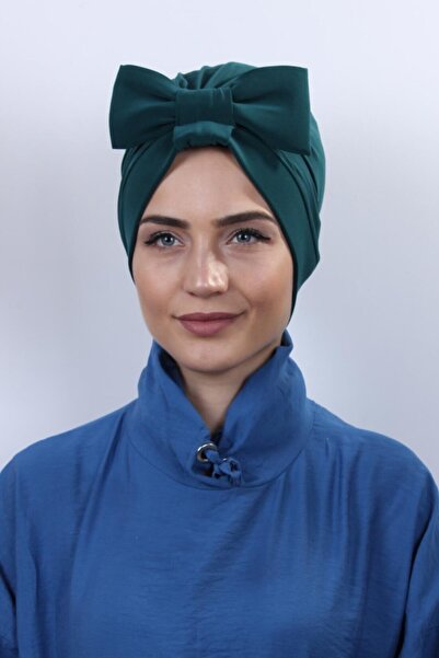 Nowa Scarf غطاء رأس مزدوج الجوانب باللون الأخضر الزمردي مع فيونكة تستخدم في ا...