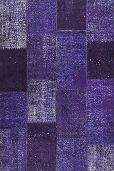 YÜNSER HALI Mor %100 El Dokuma ve El Dikişli Patchwork Halı