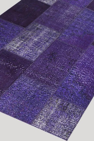 YÜNSER HALI Mor %100 El Dokuma ve El Dikişli Patchwork Halı