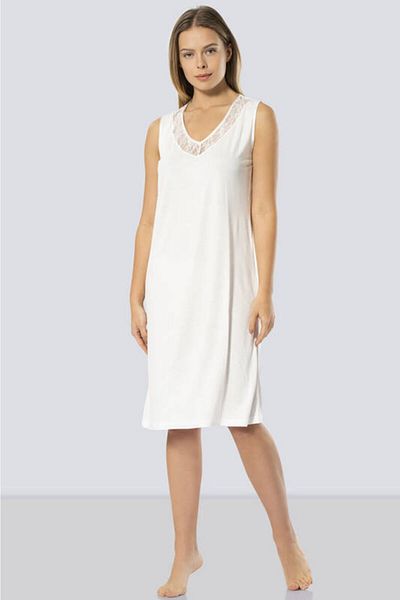 TÜREN Women's Cream Lace V-Neck Sleeveless Nightgown 3285