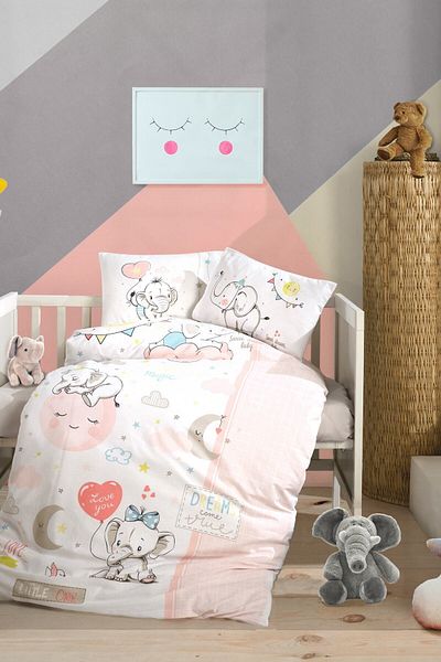Clasy Baby Girl Duvet Cover Set - Pink White