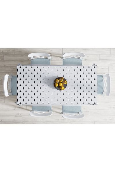 Realhomes Fata de masa alba, cu design special, imprimata digitala rezistenta la pete 120×140 cm