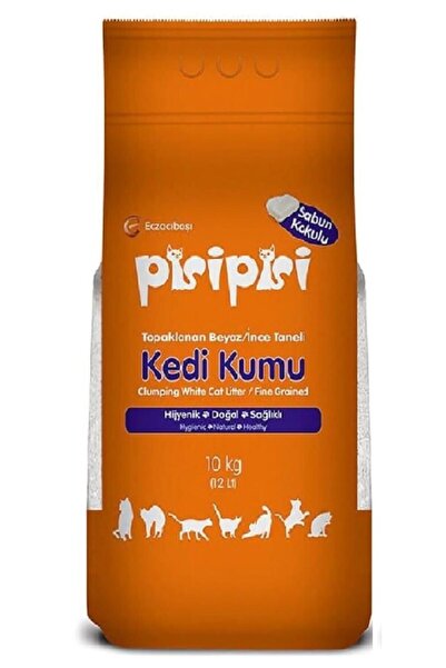 Pisipisi Pisi Pisi Topaklanan Sabun Kokulu Ince Taneli Kedi Kumu 10 Kg - 12 Lt