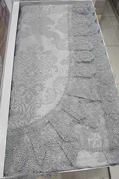 Genel Markalar Antrasit Fransız Güpürlü Prestij Aden Çift Kişilik Yatak Örtüsü Seti