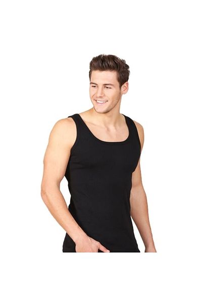Berrak Men's Black Strap Colored Ribbed Undershirt 12 Pack 4004