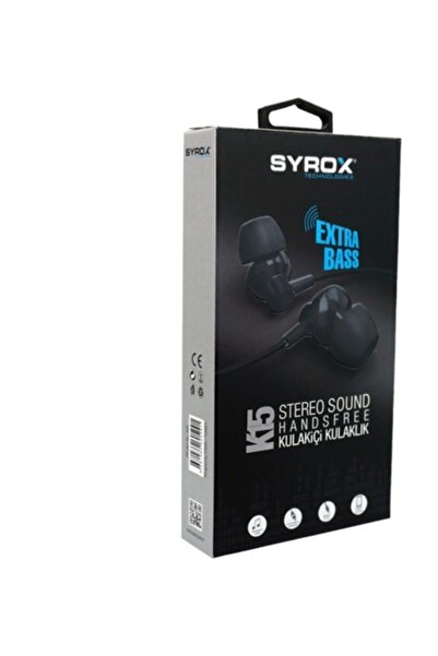 Syrox K15 Metal Mikrofonlu Kablolu Siyah  Extra Bass Kulakiçi Kulaklık