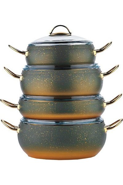 Schafer Green Jupiter Fireproof Non-Stick Cookware Set 8 Pieces
