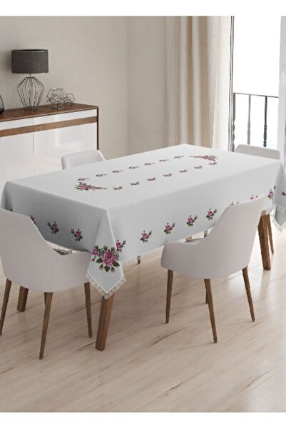 Almila Home Kanaviçe Desen Dijital Baskılı Güpürlü Masa Örtüsü 160x220
