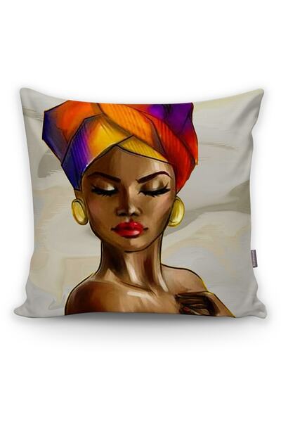 Realhomes Husă de pernă proiectată pentru femeie africană pe fundal gri