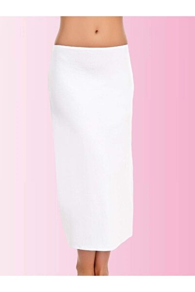 imer Γυναικείο χτενισμένο βαμβακερό μοντάλ μακρύ κάτω φούστα λευκό