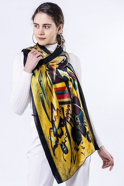 Nomads Felt Silk Scarf Scarf| 55x180cm| Kandinsky Point and Line| Nomads Felt