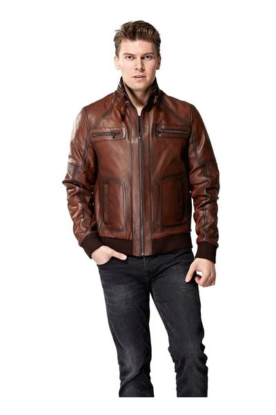 Hodore Men's Tan Leather Coat