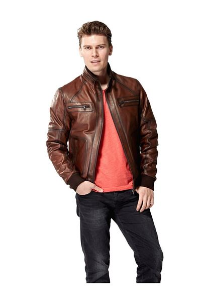 Hodore Men's Tan Leather Coat