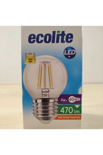 Ecolite 5'li Paket E27 4w Şeffaf Rustik Top Gün Işığı Ampul
