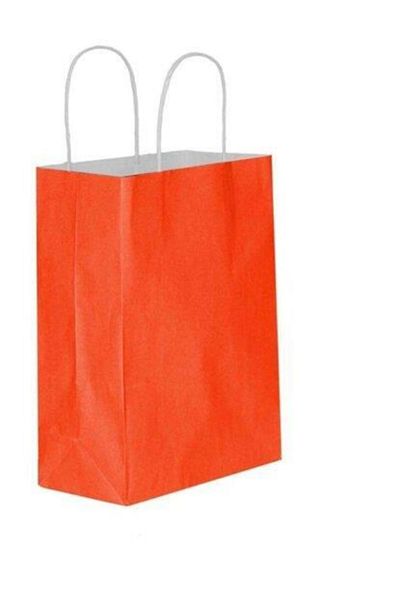 EXİZTİCARET Хартиена торбичка с въртяща се дръжка 18x24, оранжева