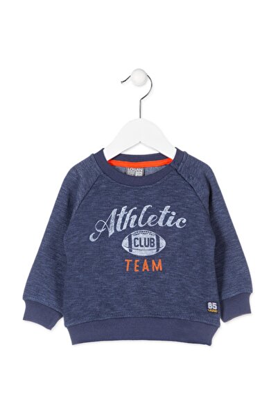 LOSAN Unisex Çocuk Lacivert Boyundan Çıt Çıtlı Sweatshirt