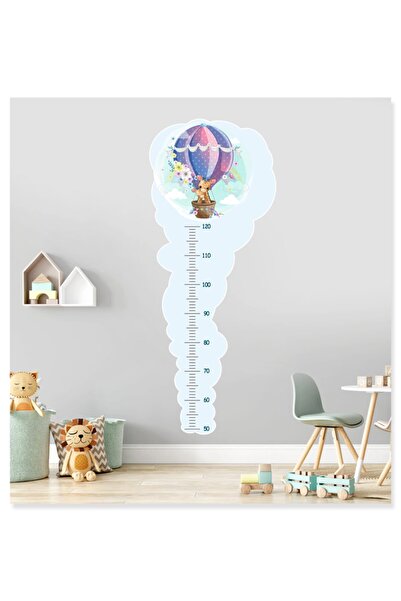 Sticker Sepetim Giraffe in Flying Balloon Height Gauge Children's Room Decora...