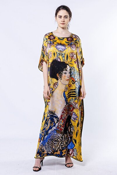 Nomads Felt %100 Ipek Uzun Elbise | Gustav Klimt Lady With Fan |