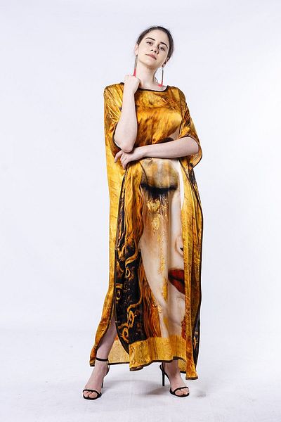Nomads Felt Long Silk Dress| Gustav Klimt Freya's Tears| Nomads Felt