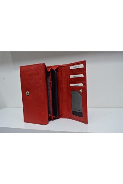 Veskemann Portofel roșu din piele naturală pentru femei