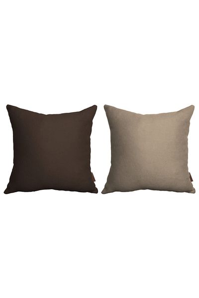 Alacastore Unisex maro exterior moale texturat grădină balcon 43x43 2 piese husă de pernă combinată