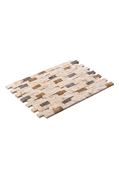 Taş Dekorasyon Klasik - Noce Mix Traverten Doğal Patlatma Taş Duvar Fileli 2....