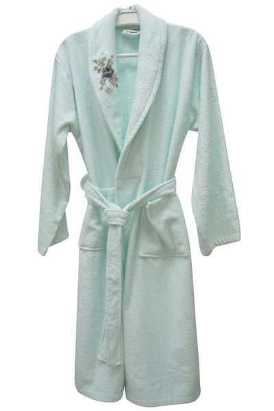 Class Mint Hand Embroidered Bamboo Bathrobe