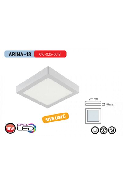 Horoz 18W 6400K White Light Surface Mounted Square Led Panel Luminaire