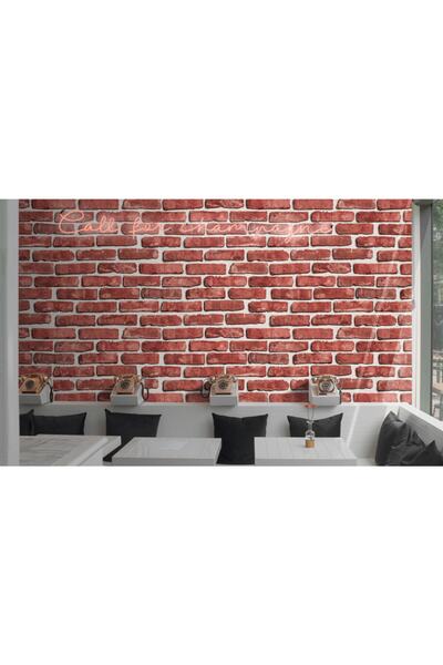 Tuğla Desenli Duvar Kağıdı Kırmızı