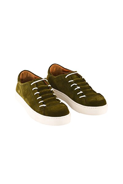 Moosefield Women's Khaki Green Genuine Leather Sneakers