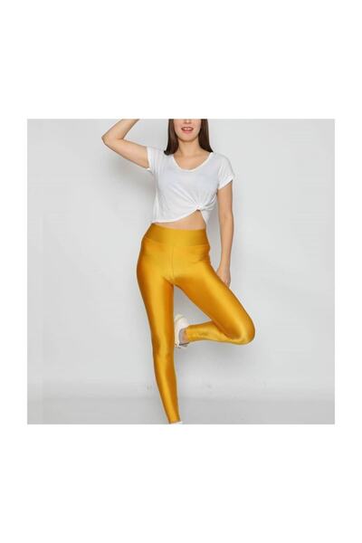 MojerHermosa Kadın Disco Parlak Sarı Tayt