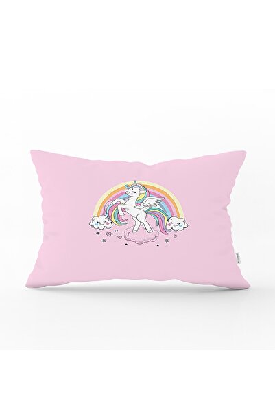 Realhomes Pembe Zeminde Unicorn At Ve Kalpler Tasarımlı Çocuk Odası Dikdörtge...