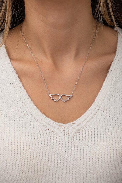 Nereze 925 Ayar Melek Kanadı Kolye Kadın Gümüş Kolye