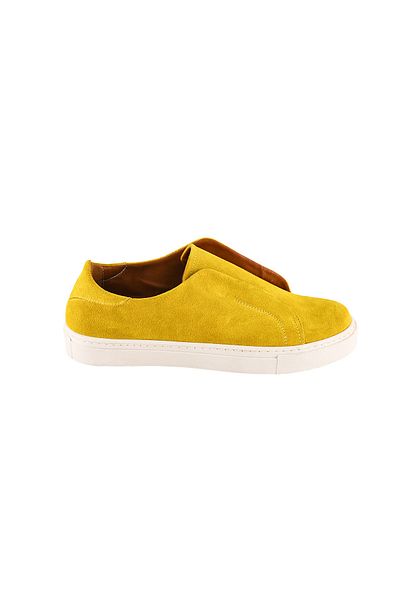 Moosefield Genuine Leather Yellow Women's Sneakers
