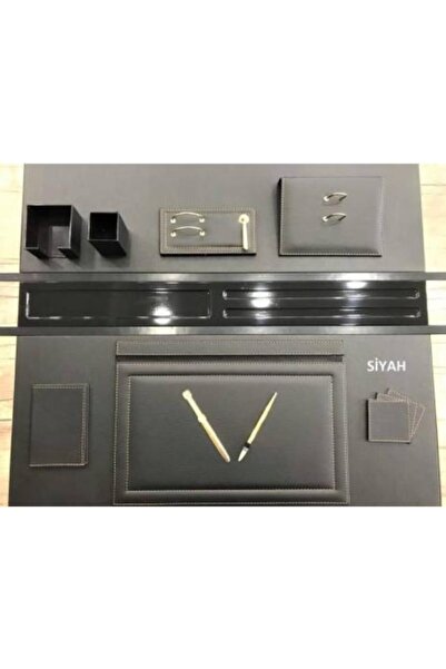 Akmer Unisex Siyah Deri Sümen Takımı 8 Parça