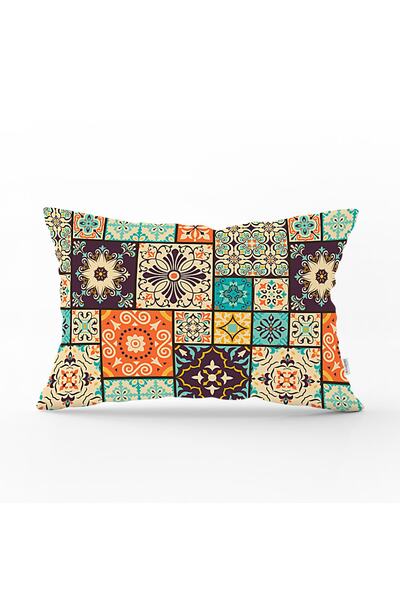 Realhomes Large Square Ethnic Patterned Digital Printed Rectangular Throw Pil...