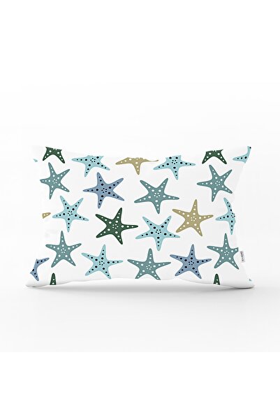Realhomes Rectangular Throw Pillow Cover with Blue Dark Blue Sea Star Design ...